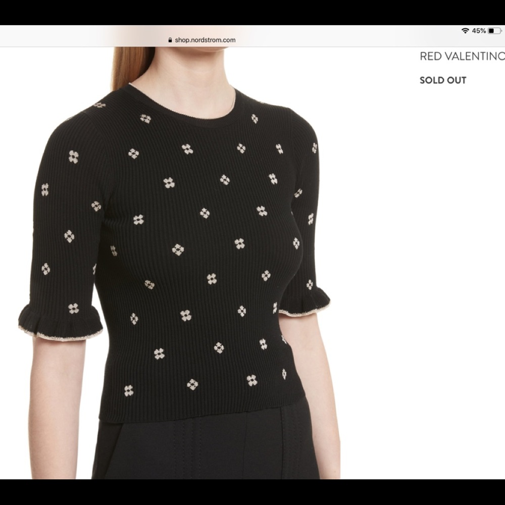 ISO Red Valentino Flower Intarsia knit top XS